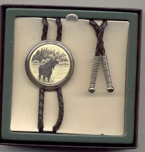 Barlow Bolo Tie / Necklace Moose Scrimshaw Classic Silver NEW  
