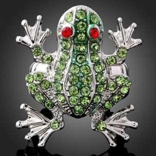 Arinna Swarovski Crystal Green Frog Rose Gold GP Rings  