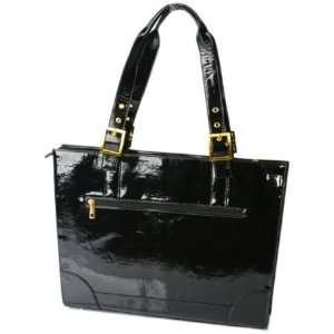  Eccessories Black Faux Leather Lisa Tote Laptop Bag for 