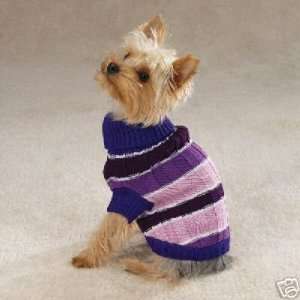  Ribbed Knit PURPLE Striped Dog Sweater SMALL Kitchen 