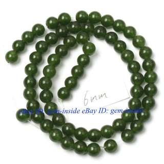 6mm Round Taiwan Green Jade Gemstone beads Strand 15  