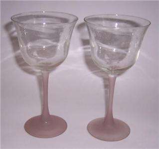 Cris Darques Durand 2 Wine Glass Americana Pink Frosted  