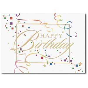 Birchcraft Studios 4826 Happy Birthday Confetti   Gold Lined Envelope 