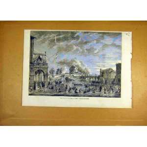  1853 Castle St Angelo Rome Vernet Fine Art Old Print