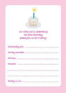   of 10 Childrens Birthday Party Invitations, 1 Year Old Girl   BPIF 16