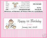 FULL SIZE NEW YEAR BABY GIRL 1ST BIRTHDAY PARTY FAVORS  