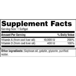  Natural Vitamin A & D Complex   100 Softgels Health 