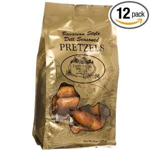 East Shore Pretzels, Bavarian, Dill Seasoned, 8 Ounce Bags (Pack of 12 