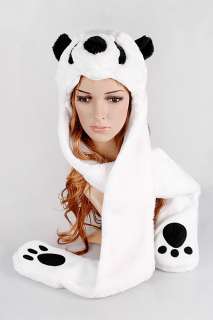   Fancy Dress long & Gloves Costume Hat Cap White Cartoon Animal  