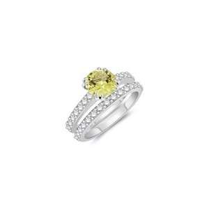 64 Cts Diamond & 0.85 Cts Lemon Citrine Engagement Wedding Ring Set 
