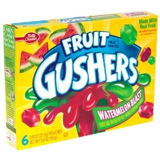 Fruit Gushers Fruit Flavored Snacks, Watermelon Blast, 6 Count Pouches 