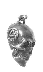   Alcoholics Anonymous Jewelry Pendant, Sterling Silver, 3D Skull #1021s