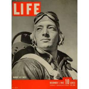  1942 Cover LIFE Marine Ace Fighting Squadron Captain John 