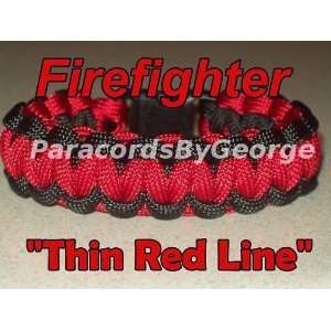   Size 9   FIREFIGHTER Thin Red Line Survival Bracelet   550 paracord