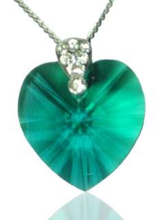 925 Silver Swarovski Crystal Heart Pendant  10 Colors W/Box  