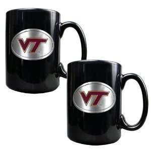  Virginia Tech Hokies 2pc Black Ceramic Mug Set Sports 