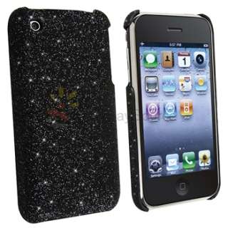 Silver+Blk Glitter Case+Privacy Film for iPhone 3G 3GS  