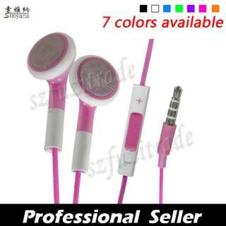 Pink 3.5mm Earphone Earphones+Mic For Apple iPhone 4/4S iPad 2 iPod 
