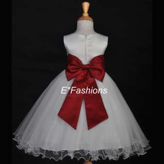 IVORY APPLE CHERRY RED FLOWER GIRL DRESS 18M 2 4 6 8 10  