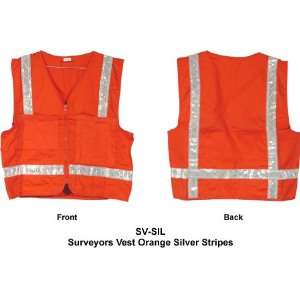    Surveyors Vest Orange Silver Stripes   5XL