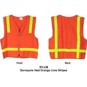  Surveyors Vest Orange Lime Stripes   5XL