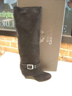 Vince Camuto BLACK Brushed Suede Alician KNEE BOOTS 7.5  