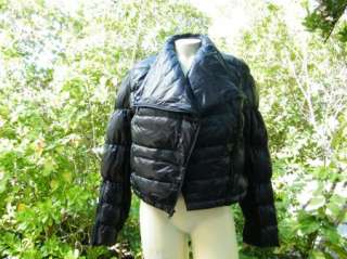 BEBE JACKET coat puffer down PRINT JACKET black DRAPE FRONT 185001 