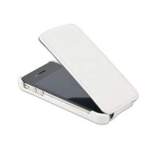  IO Crest iPhone 4 Leather Flip Case   White Cell Phones 