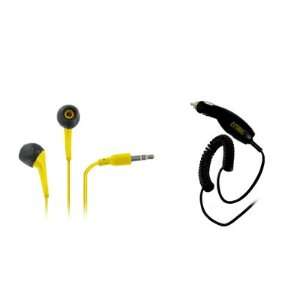 EMPIRE LG Xpression C395 3.5mm Stereo Earbud Headphones (Yellow) + Car 
