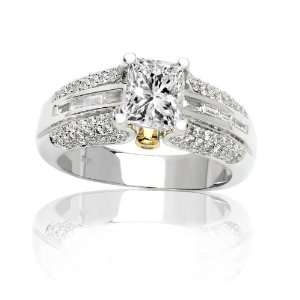Channel Set Baguettes And Prong Set Round Diamonds Engagement Ring 