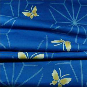 Japanese Yukata Cloth, Cotton Butterflies on Blue BTY  