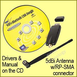 Wireless USB Internet LAN & Bluetooth Adapter w Antenna  