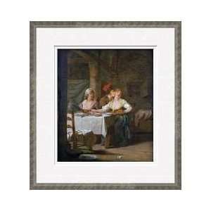  A Man Embracing A Young Woman At Table Framed Giclee Print 
