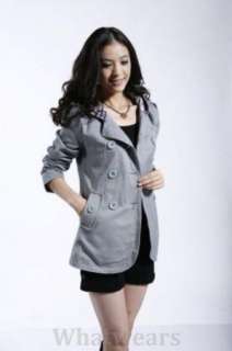Womens Double breasted Trench Coat/Jacket Blue Z02  