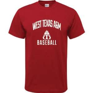 West Texas A&M Buffaloes Cardinal Red Youth Baseball Arch T Shirt