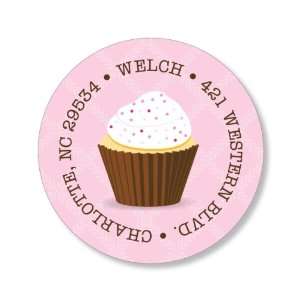  Cupcake Girl Round Baby Shower Stickers