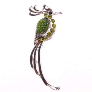 New Design Hot Unique Beautiful Bird Green Crystal Brooch Pin PK1366 