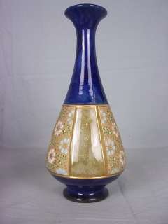 Pair Of c1910 Royal Doulton Stoneware Blue & Green Glazed Vases 