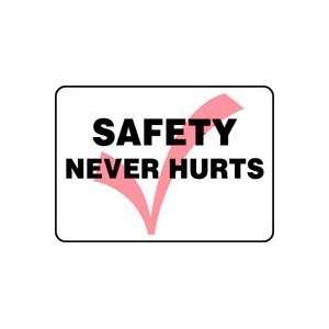  SAFETY NEVER HURTS (W/GRAPHIC) 10 x 14 Dura Plastic Sign 