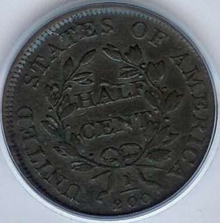 1808/7 Half Cent With Fine Details, PCGS  