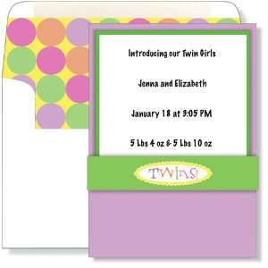  Girl Baby Shower Invitations   Sherbert Dot Twins Pocket 