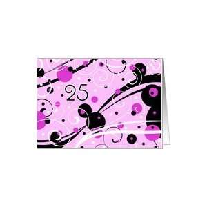  25th Birthday Party Invitation Card   Pink and Black 