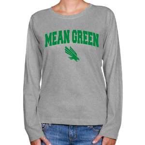 North Texas Mean Green Ladies Ash Logo Arch Long Sleeve Classic Fit 