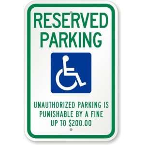 Reserved Parking Unauthorized Parking Is Punishable By A Fine Up To $ 