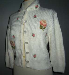   Gorgeous Cardigan Sweater Laurel Ann Glamorous 1950s 60s Cream