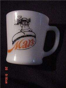   FIRE KING MARS HAMBURGERS DRIVE INN COFFEE MUG,CUP,DBL. LOGO  