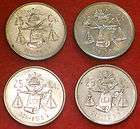mexico 1950 1951 1952 1953 25 centavos silver coins complete