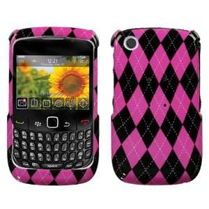 RIM BlackBerry Curve 8520, 8530, Argyle Hot Pink Black Phone Protector 