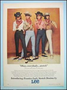 1964 Vintage LEE Stretch Denim Cowgirls 60s Fashion Ad  