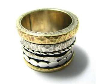 Engagement & Wedding 925 Silver 9K Gold Spinner Ring  